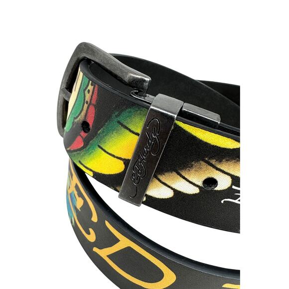 Ed Hardy Men's Dragon and Tiger Print Reversible Black Belt - Picture 2 of 7